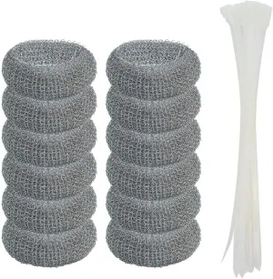 12 Pack Washing Machine Lint Traps with 12 Nylon Cable Ties, Wobe Laundry Mesh Washer Sink Drain Hose Screen Filter the Laundry Water Lint Trap Snare Net Rustproof Lint Catcher