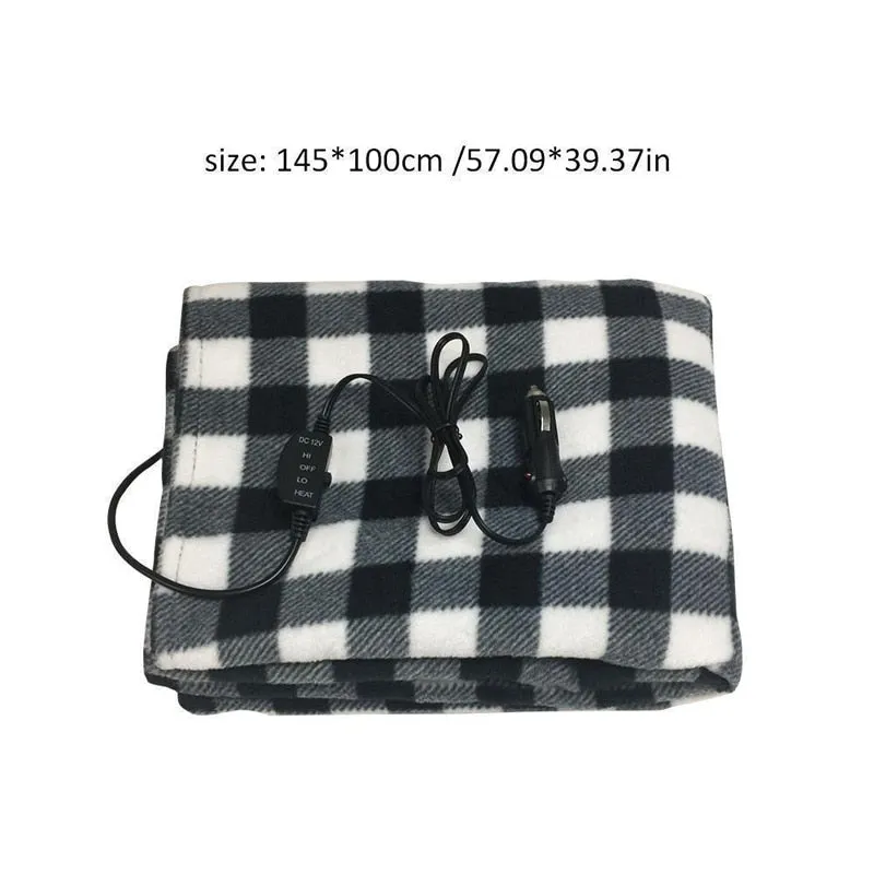 145*100cm Winter Heated 12V Car Electrical Blanket New Lattice Energy Saving Warmth Car Heating Blanket Constant Heat