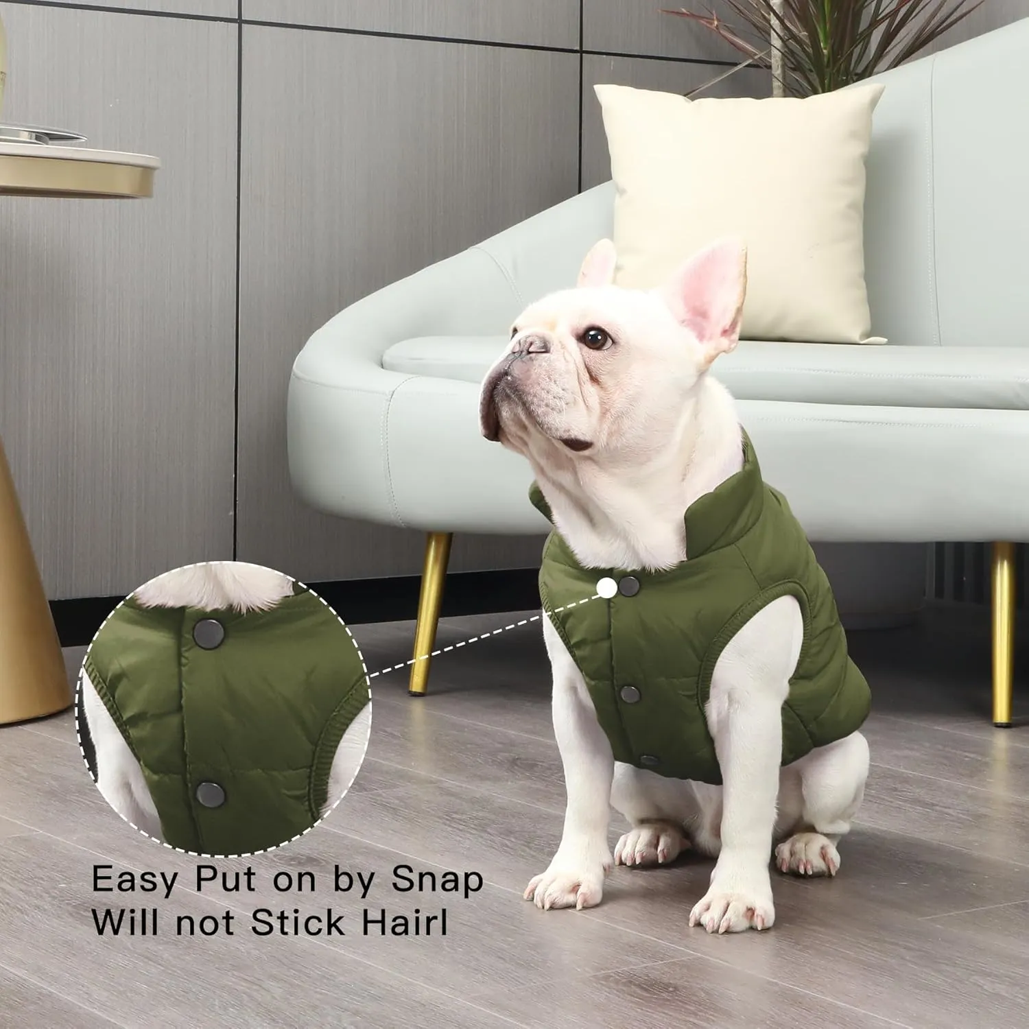 2 Layers Fleece Lined Warm Dog Jacket for Puppy Winter Cold Weather,Soft Windproof Small Dog Coat,Green S