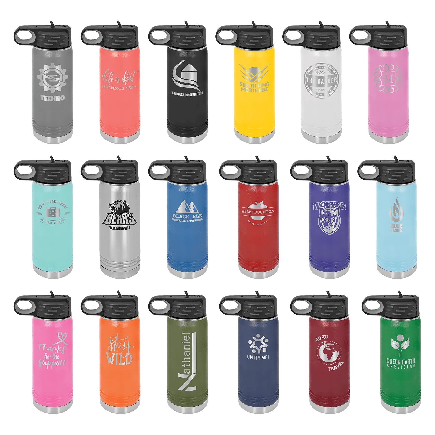 20oz Dark Gray Water Bottles