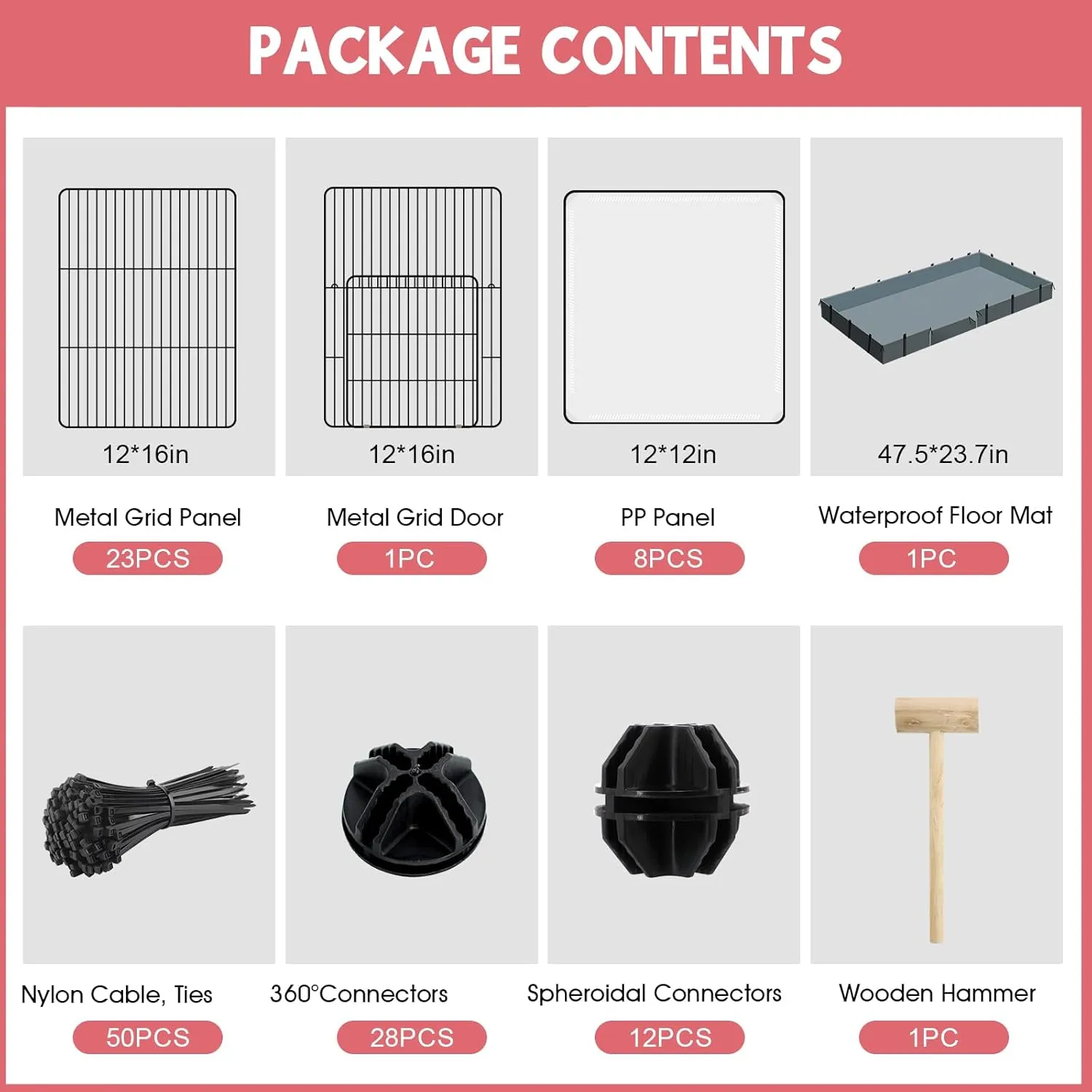 32 Panels Small Animal Playpen,Pet Playpen with Waterproof Mat,C&C Cage for Guinea Pigs, Play Pen for Rabbit and Chicken,Bunny Pen