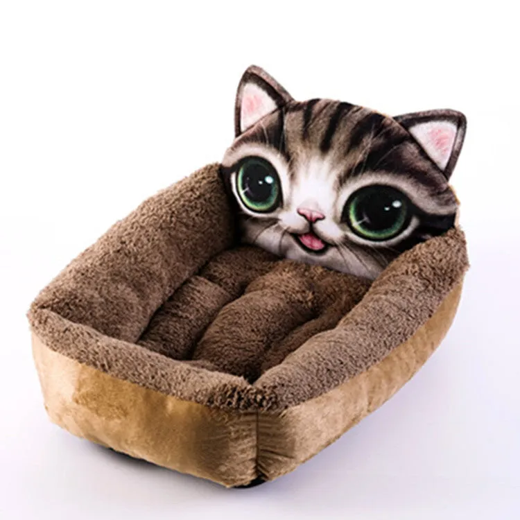 3D Cartoon-Shaped Pet Nest – Cozy Cat & Dog House with Soft Plush Material