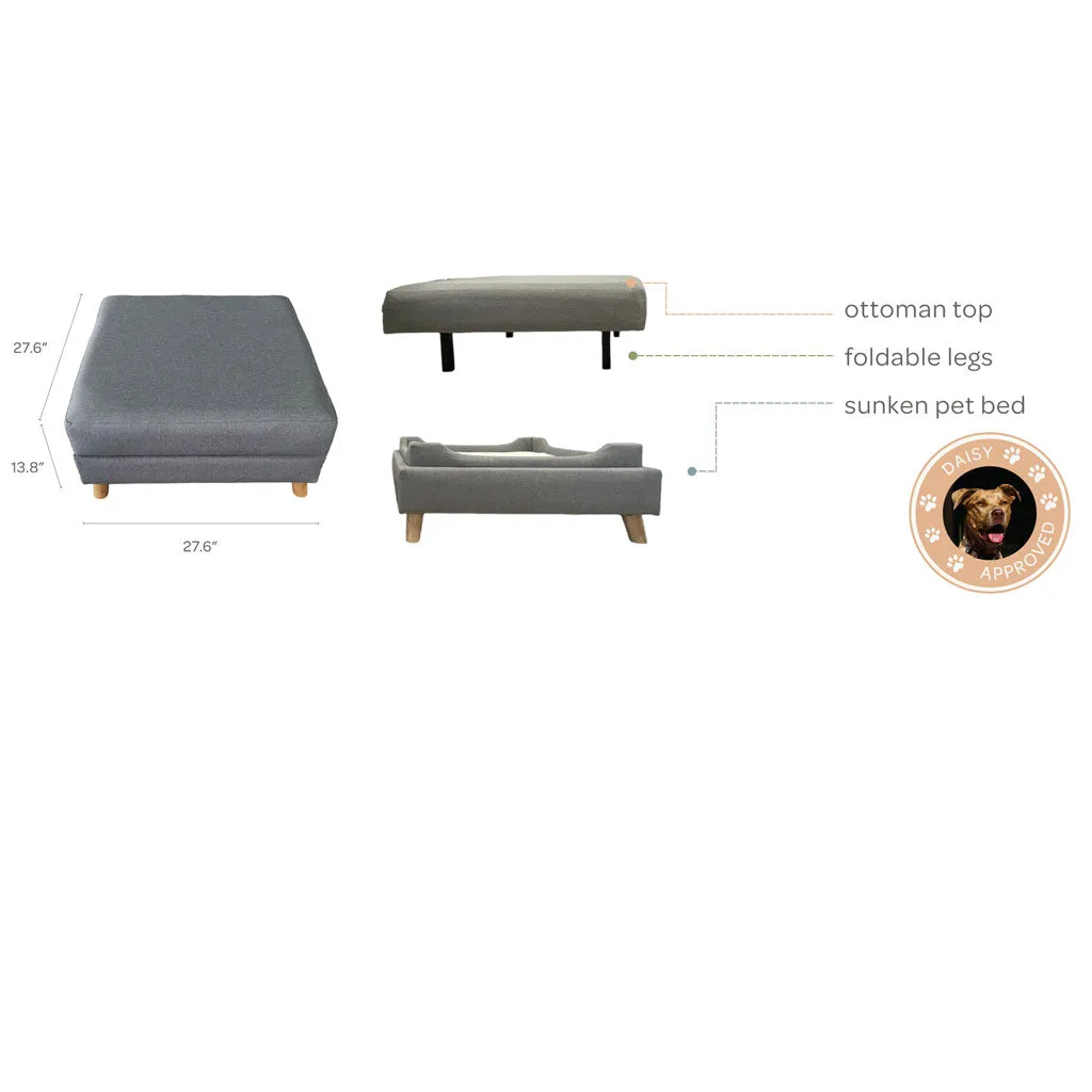 4 Cats & Dogs Otto Pet Bed Ottoman, Grey