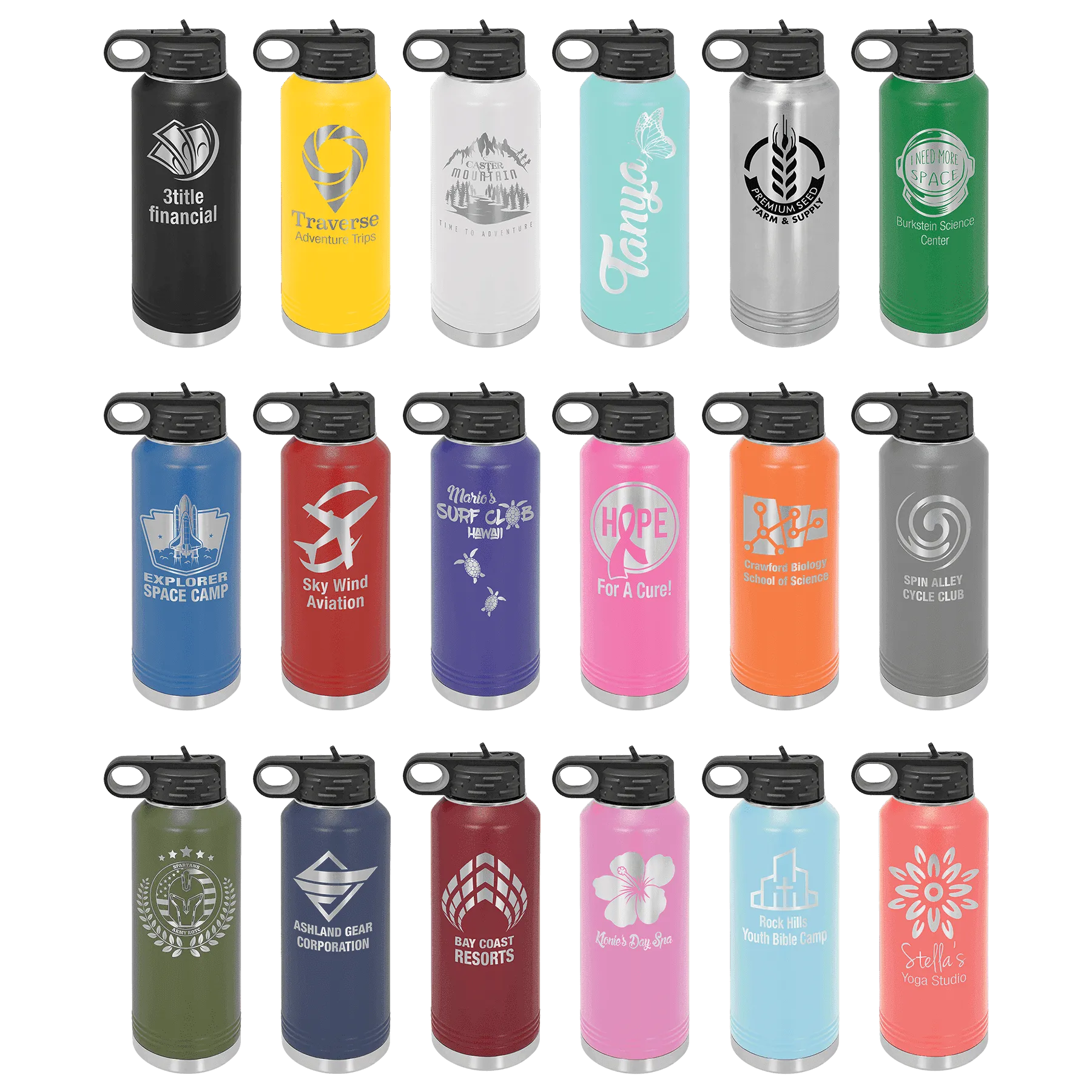 40oz White Water Bottles
