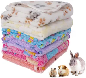 6 Pcs Guinea Pig Blankets Washable Small Animal Bedding Cage Liners Reusable Pet Pee Pad Sleep Mat Pad Cover for Hamster Ferret Rabbit Chinchilla Hedgehog (16x24 Inch)