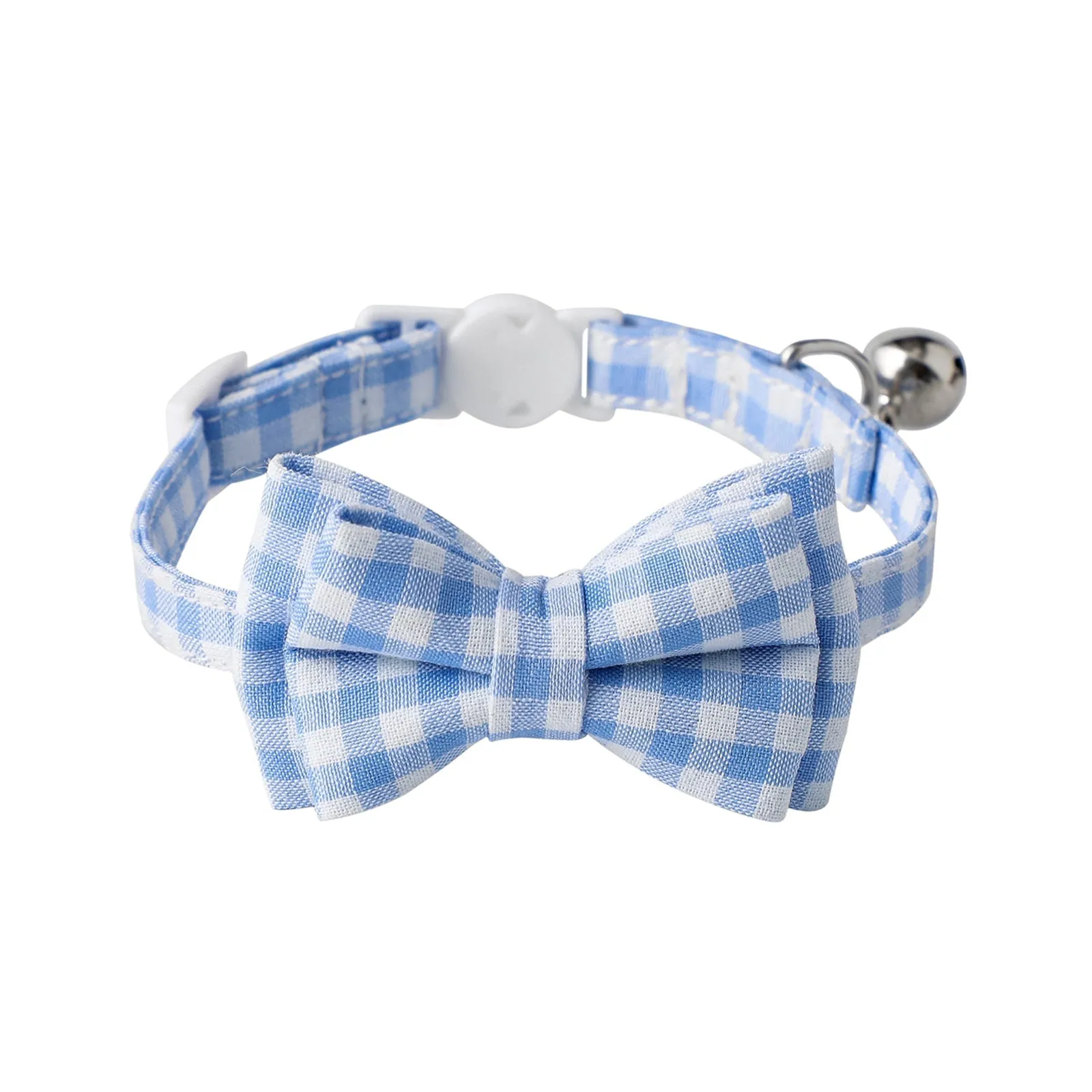 Aiitle Cute Plaid Bow Tie Blue Cat Collar