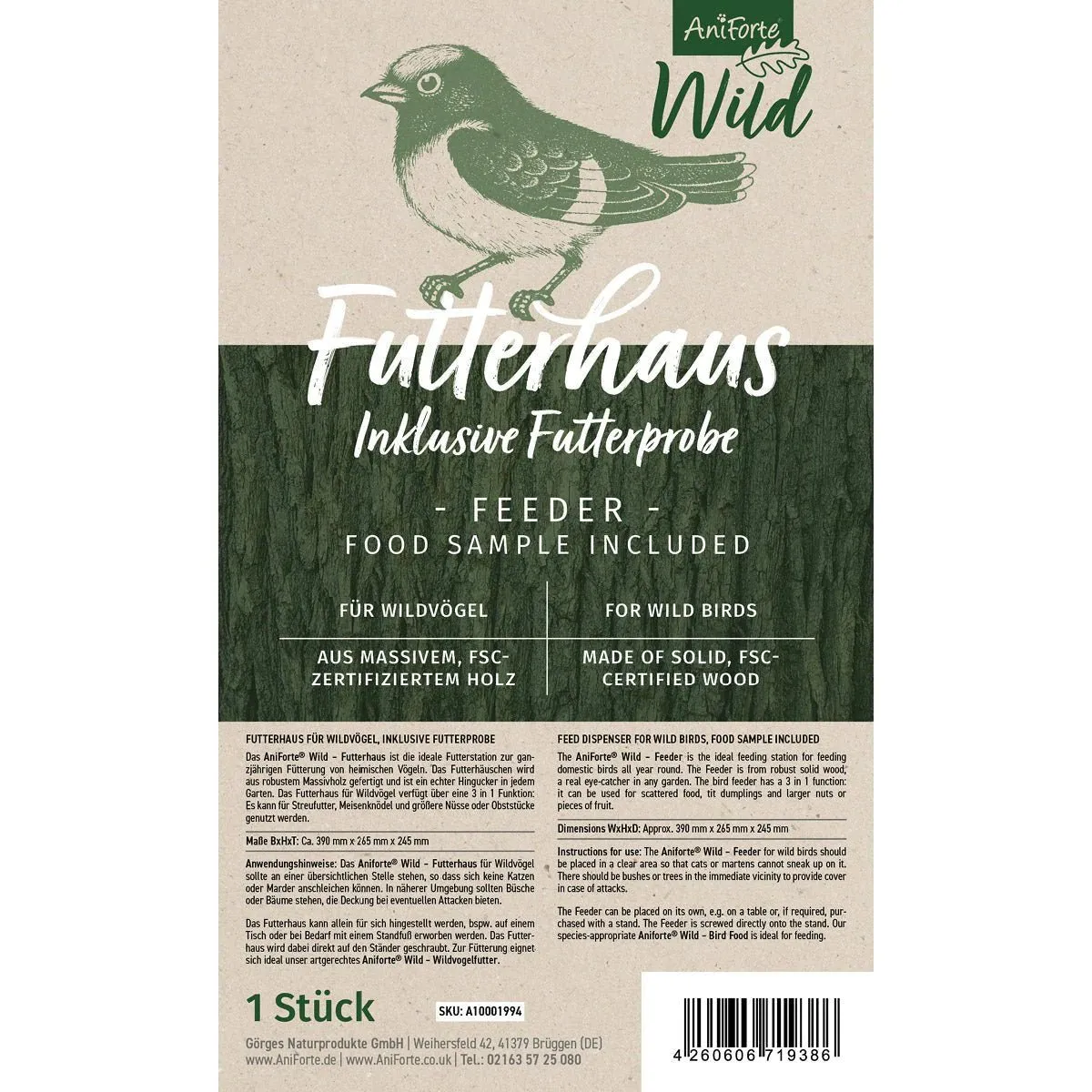 AniForte®Wildlife - Bird Feeding House   200 g Feed