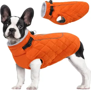 AOFITEE Coat for Medium Dogs, Turtleneck Warm Dog Winter Jacket with Back Zipper, Medium Pet Snowsuit with Reflective Trims, Dog Puffer Jacket for JackRussell, Boston Terrier, French Bulldog