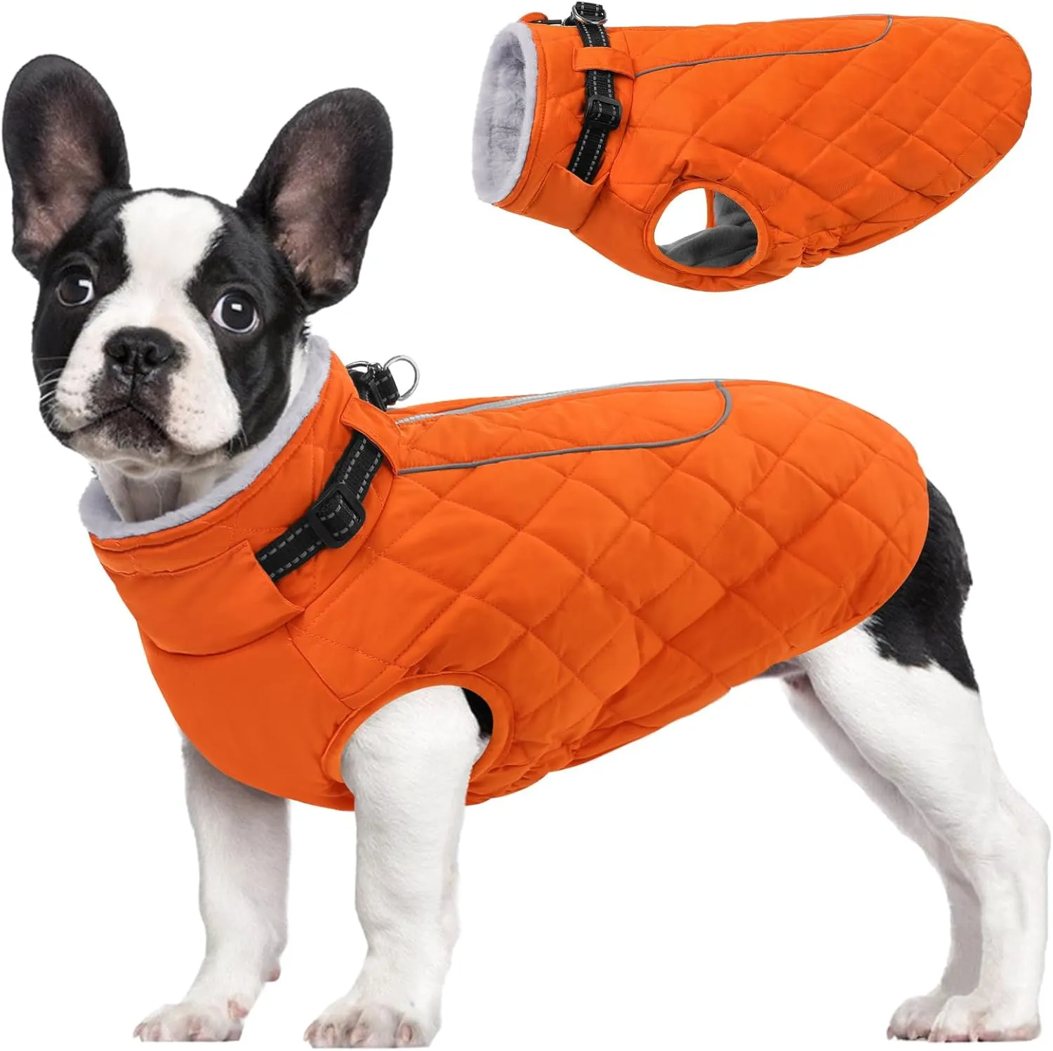 AOFITEE Coat for Medium Dogs, Turtleneck Warm Dog Winter Jacket with Back Zipper, Medium Pet Snowsuit with Reflective Trims, Dog Puffer Jacket for JackRussell, Boston Terrier, French Bulldog