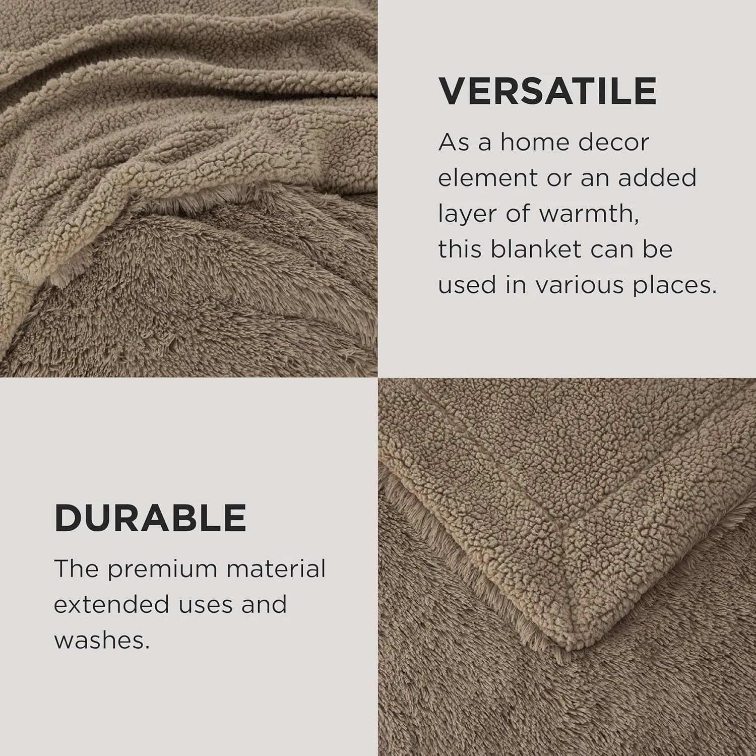 Bedsure Fluffy Brown Throw Blanket Gifts for Women, Men, Soft Fleece Cozy Fuzzy Sherpa Plush Warm Minky Thick Faux Fur Throws for Couch, Bed, Brown Decor House Blanket Gifts for Mom Dad, 50x60
