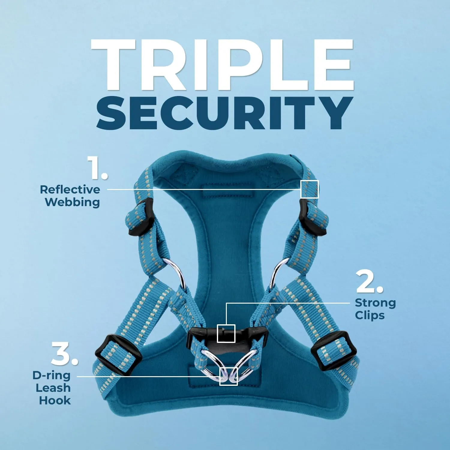 Best Pet Supplies Voyager Adjustable Dog Vest Harness Breathable No Pull Harness for Small, Medium, Large Dogs, Harness for Walking, Jogging, Easy Step-in, Reflective Stripes - Turquoise, M