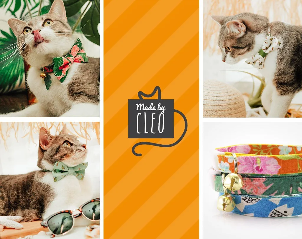 Bow Tie Cat Collar Set - "Birthday Candles" - Red Cat Collar w/Matching Bow Tie (Removable)