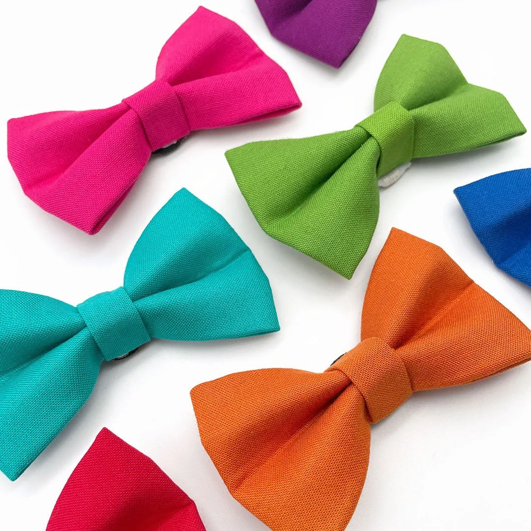 Bow Tie Cat Collar Set - "Color Collection - Apple Green" - Solid Green Cat Collar w /  Matching Bowtie / Wedding / Cat, Kitten, Small Dog Sizes