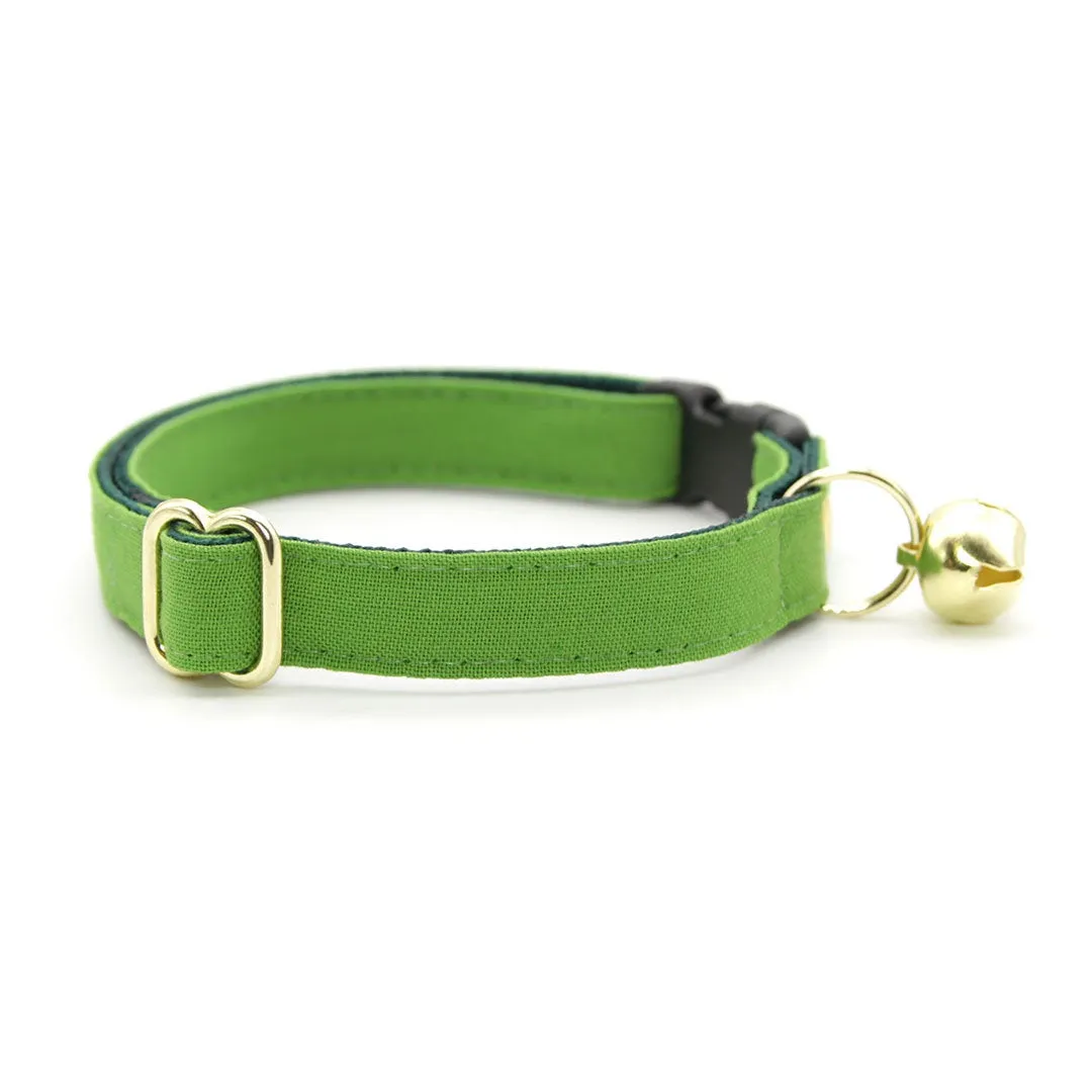 Bow Tie Cat Collar Set - "Color Collection - Apple Green" - Solid Green Cat Collar w /  Matching Bowtie / Wedding / Cat, Kitten, Small Dog Sizes