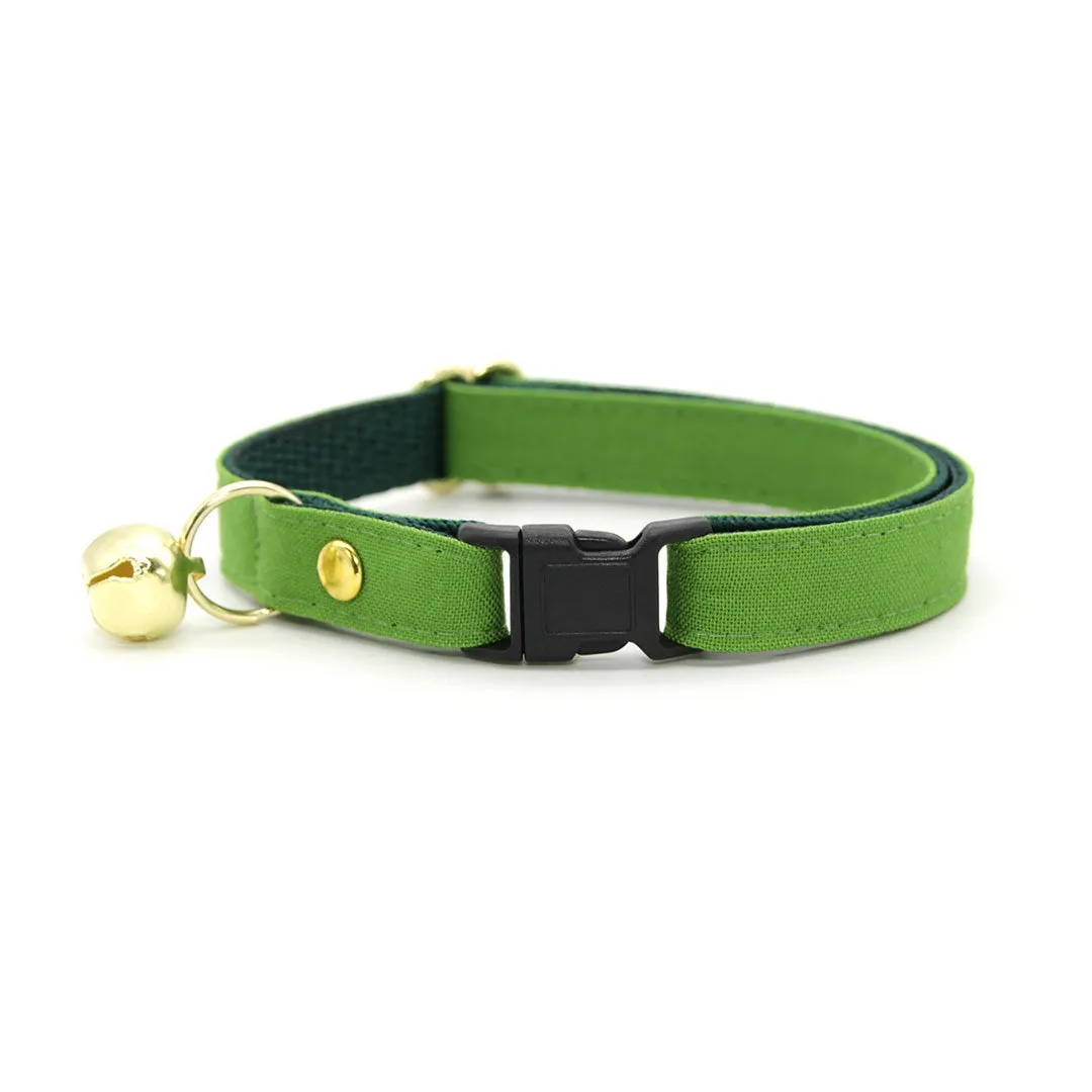 Bow Tie Cat Collar Set - "Color Collection - Apple Green" - Solid Green Cat Collar w /  Matching Bowtie / Wedding / Cat, Kitten, Small Dog Sizes