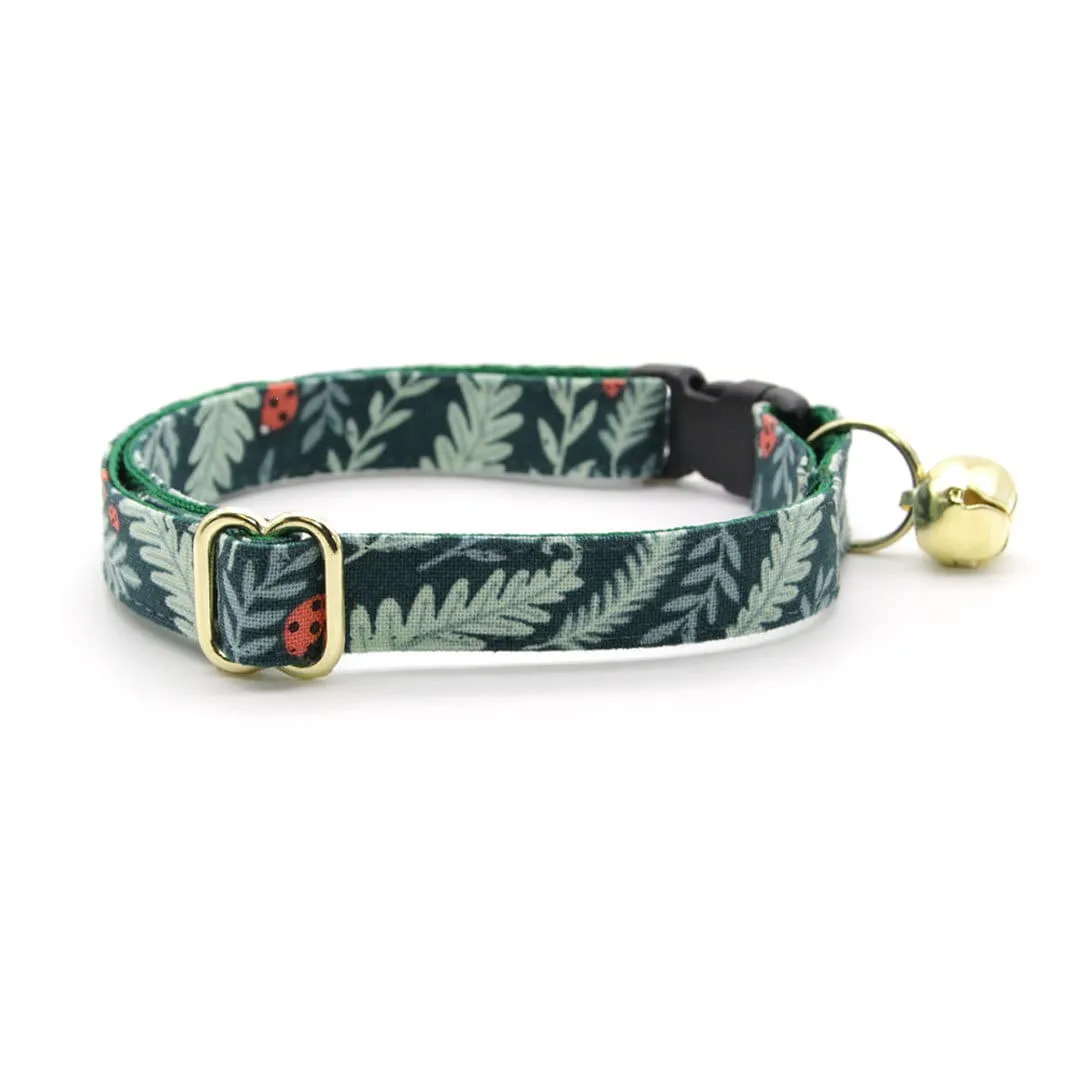 Bow Tie Cat Collar Set - "Eden" - Sage & Dark Woodland Green Cat Collar w/ Matching Bowtie / Cat, Kitten, Small Dog Sizes