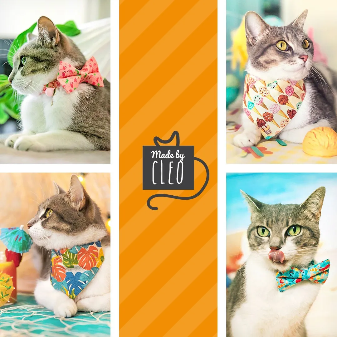 Bow Tie Cat Collar Set - "Jungle Vibes" - Tropical Rainforest Green Cat Collar w/ Matching Bowtie / Nature, Safari, Animals / Cat, Kitten, Small Dog Sizes