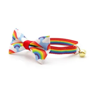 Bow Tie Cat Collar Set - "Retro Rainbow" - Rainbow Pet Collar   Coordinating "Rainbow Magic" Bowtie / Cat, Kitten, Small Dog Sizes