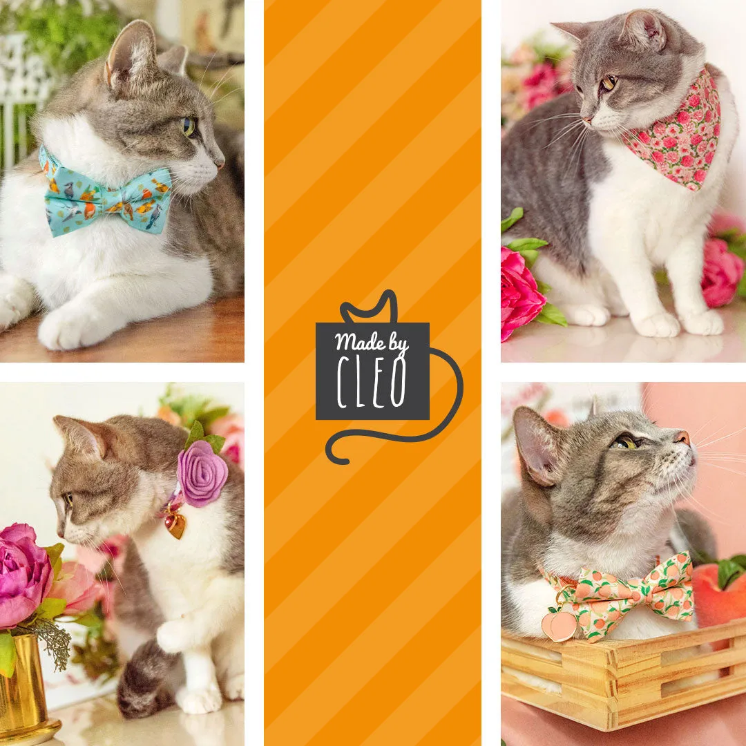 Bow Tie Cat Collar Set - "Retro Rainbow" - Rainbow Pet Collar   Coordinating "Rainbow Magic" Bowtie / Cat, Kitten, Small Dog Sizes