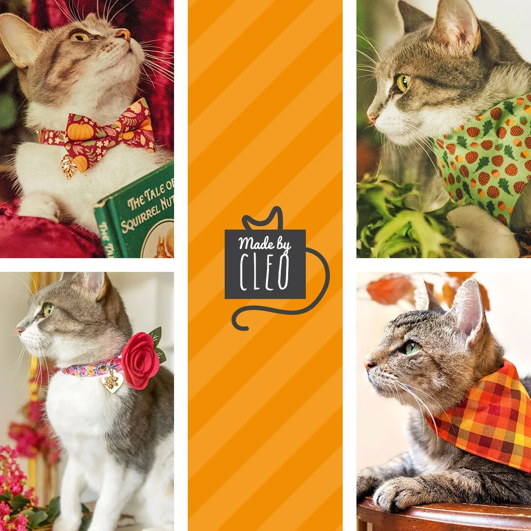 Bow Tie Cat Collar Set - "Unexpected Guest" - Black & Gray Striped Cat Collar w/ Matching Bowtie / Halloween, Beetlejuice / Cat, Kitten, Small Dog Sizes