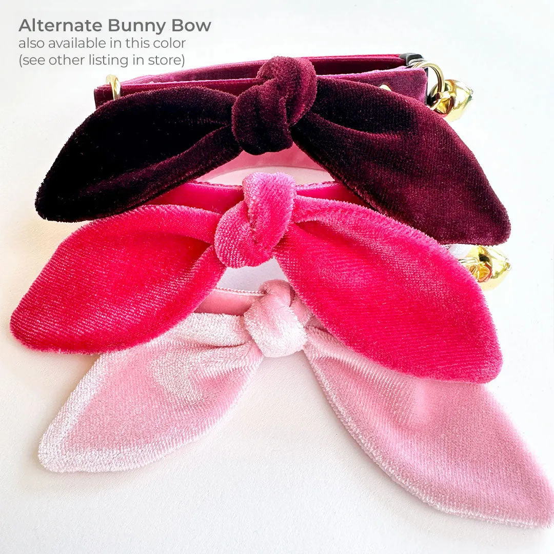 Bow Tie Cat Collar Set - "Velvet - Azalea" - Magenta Pink Velvet Cat Collar w/ Matching Bowtie (Removable) / Wedding