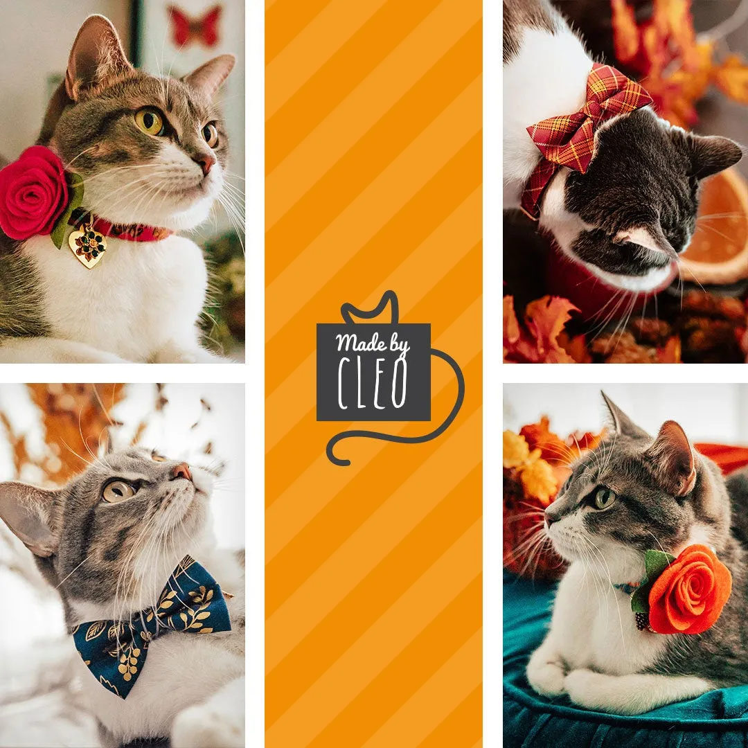 Bow Tie Cat Collar Set - "Velvet - Storm Gray" - Dark Grey Velvet Cat Collar w/ Matching Bowtie (Removable) / Wedding