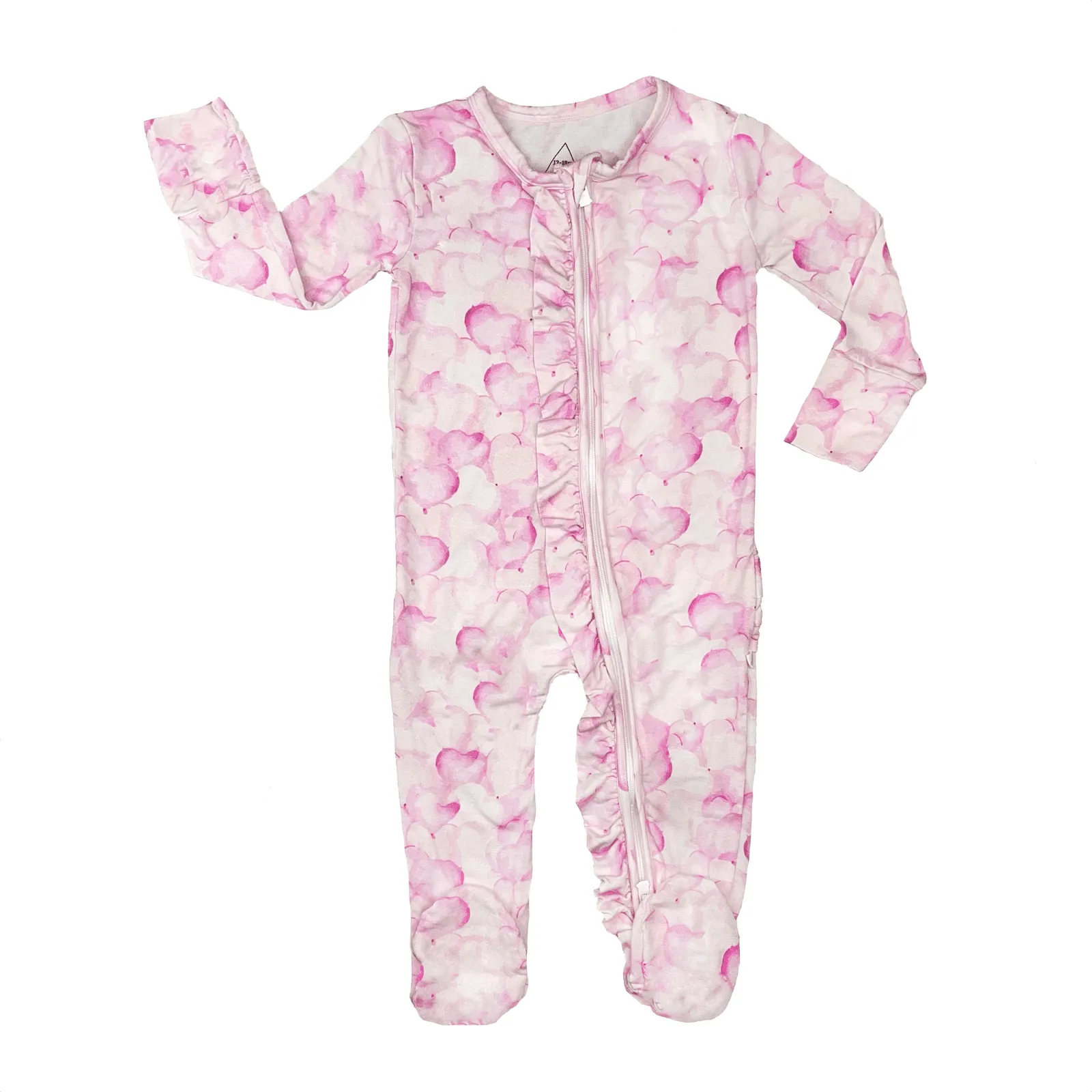 Bubbling Love Zip Footie with Ruffles