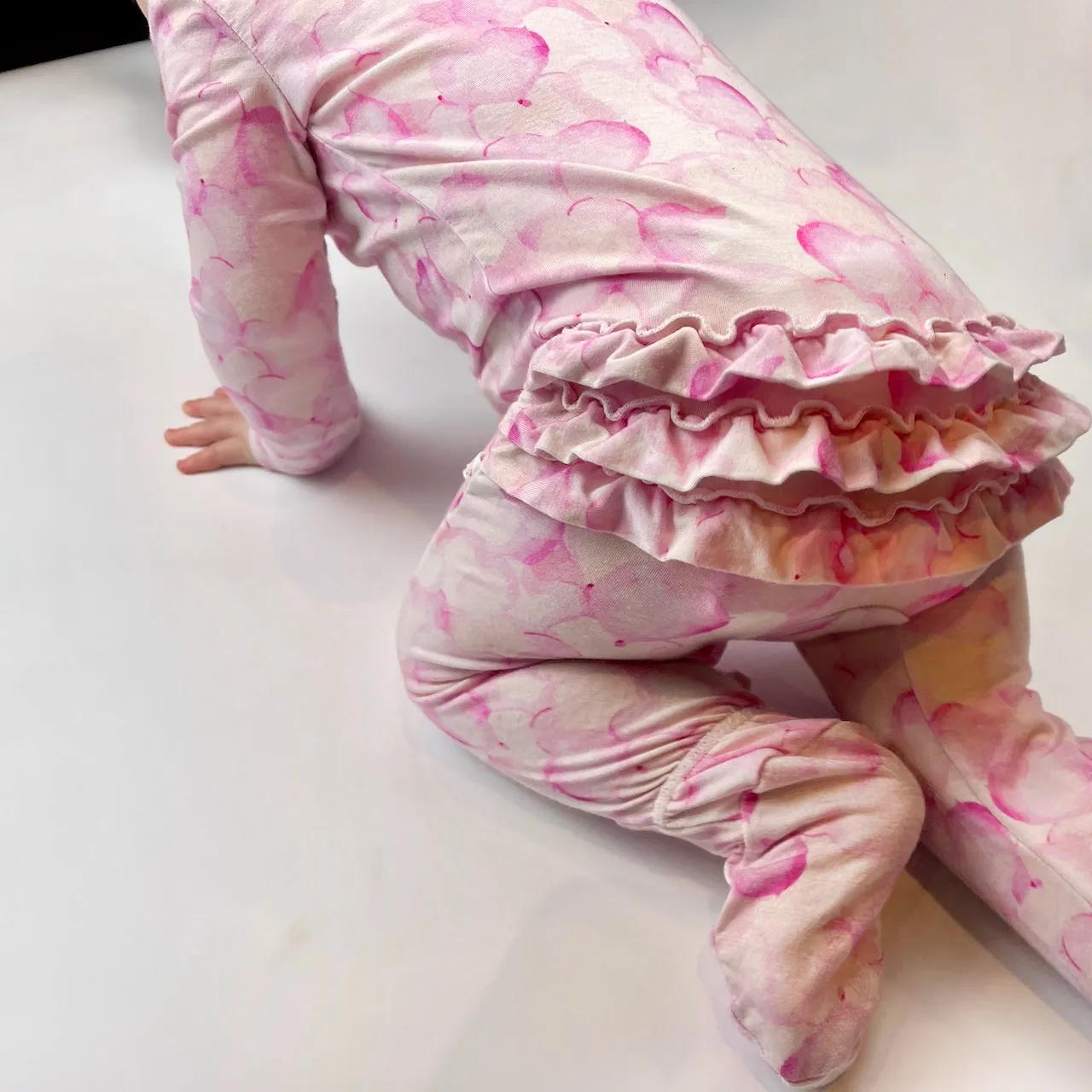 Bubbling Love Zip Footie with Ruffles