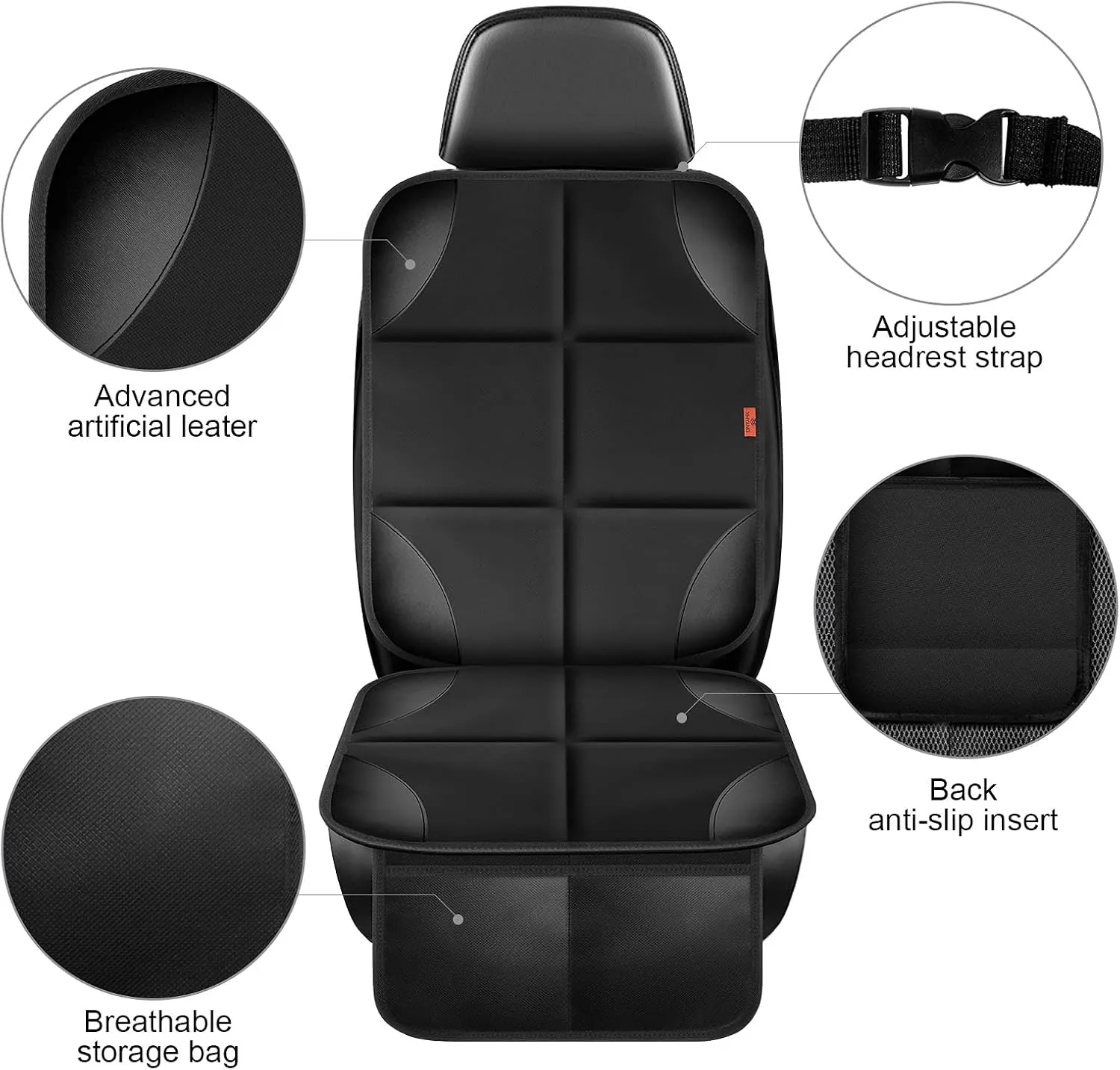 Car Seat Protector 1 Pack Car Seat Cushion Mat Thickest Padding,Waterproof 600D Fabric Car Seat Covers for Non-Slip Backing Mesh Pockets for Baby and Pet 1 Seat Protector Gray