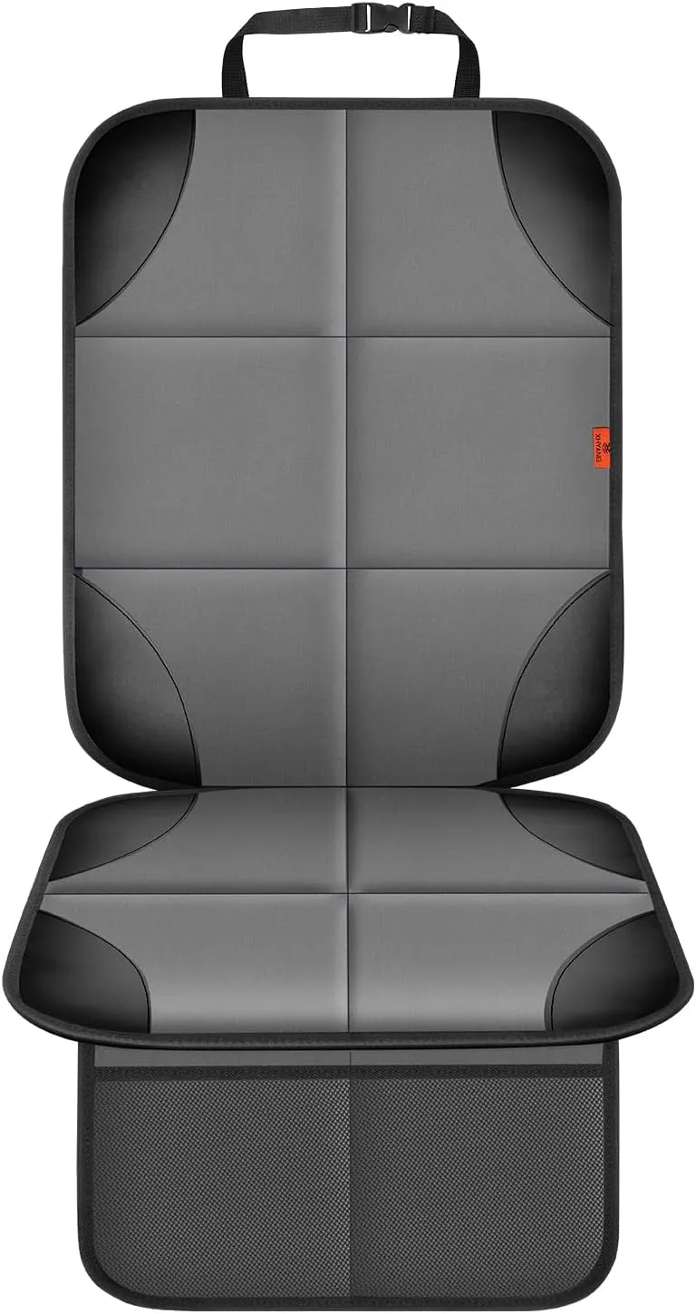 Car Seat Protector 1 Pack Car Seat Cushion Mat Thickest Padding,Waterproof 600D Fabric Car Seat Covers for Non-Slip Backing Mesh Pockets for Baby and Pet 1 Seat Protector Gray