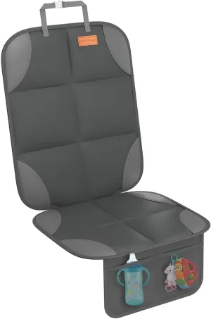 Car Seat Protector for Child Car Seat 1 Pack - Waterproof 600D Fabric Baby Seat Protectors for Non-Slip Backing Mesh Pockets for Baby and Pet, Easy Storage and CleanDark Gray