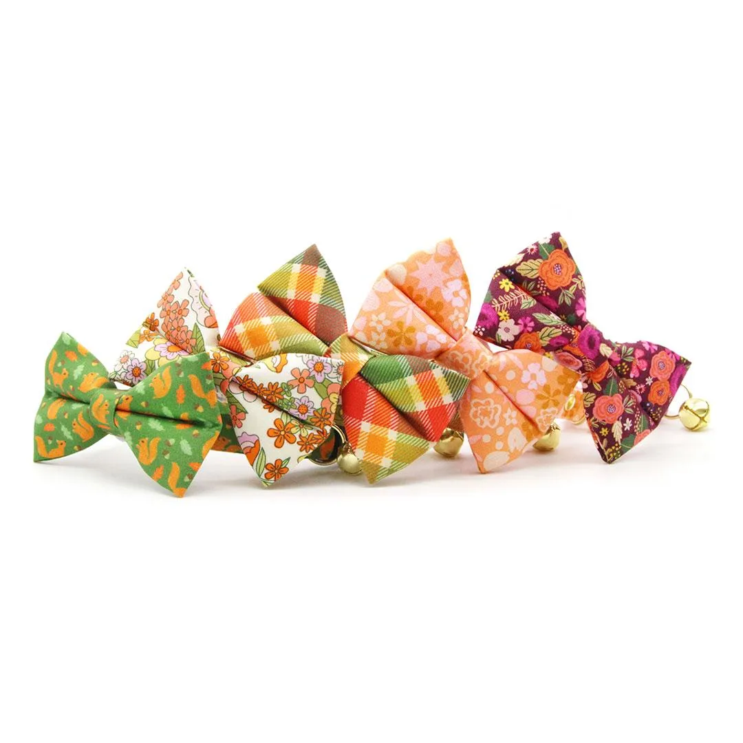 Cat Bow Tie - "Apple Crisp" - Green Plaid Bow Tie for Cat / Fall, Autumn, Thanksgiving / Cat   Small Dog Bowtie