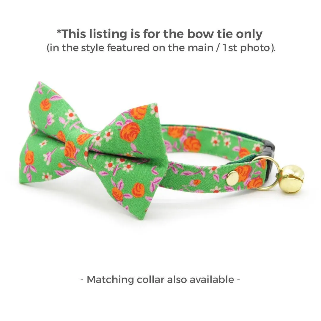 Cat Bow Tie - "Avonlea" - Garden Floral Green Bow Tie for Cat / Spring, St. Patrick's Day, Summer / Cat   Small Dog Bowtie