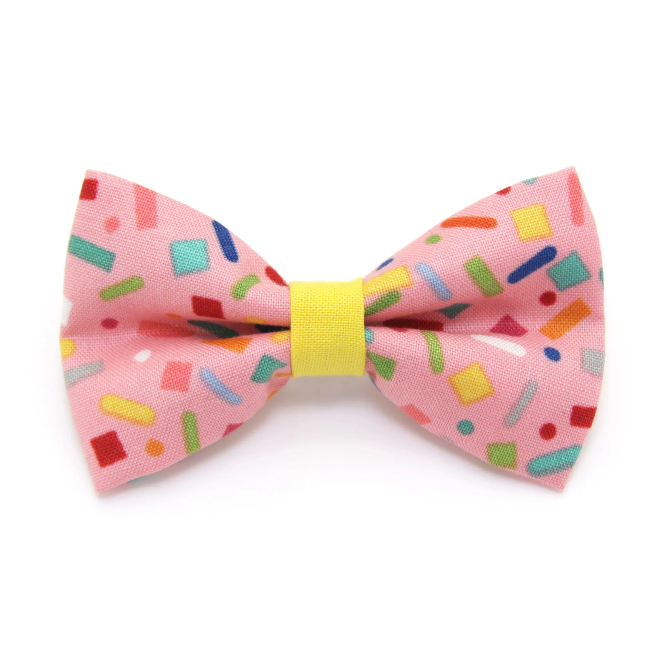 Cat Bow Tie - "Confetti Sprinkles" - Pink Bowtie / For Cats   Small Dogs / Removable (One Size)