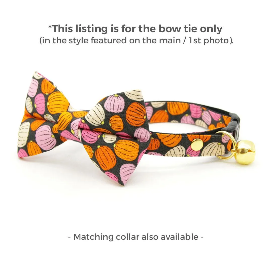 Cat Bow Tie - "Pumpkin Toss" - Orange Pink Pumpkin Bow Tie for Cat / Fall   Halloween / Cat   Small Dog Bowtie