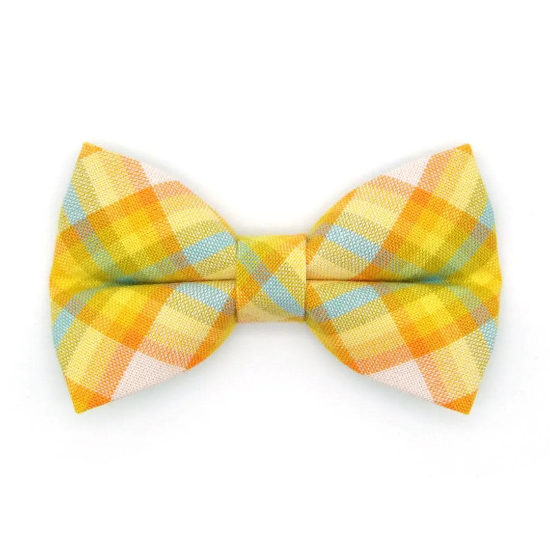 Cat Bow Tie - "Sunny Day" - Plaid Yellow Bow Tie for Cat / Spring, Summer, Easter / Cat   Small Dog Bowtie