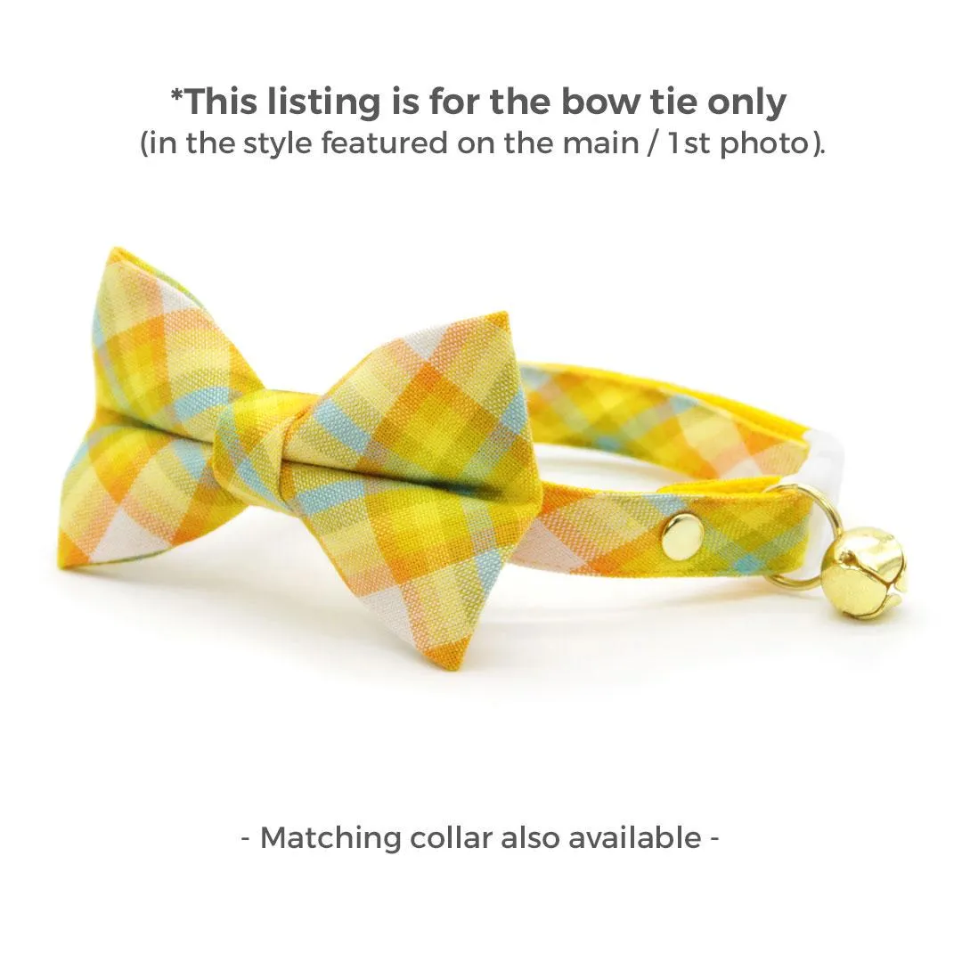 Cat Bow Tie - "Sunny Day" - Plaid Yellow Bow Tie for Cat / Spring, Summer, Easter / Cat   Small Dog Bowtie