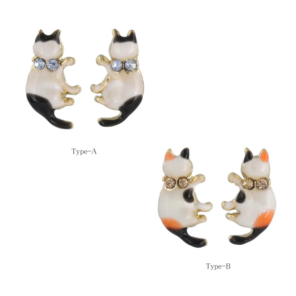 Cat Bow Tie Stud Earrings