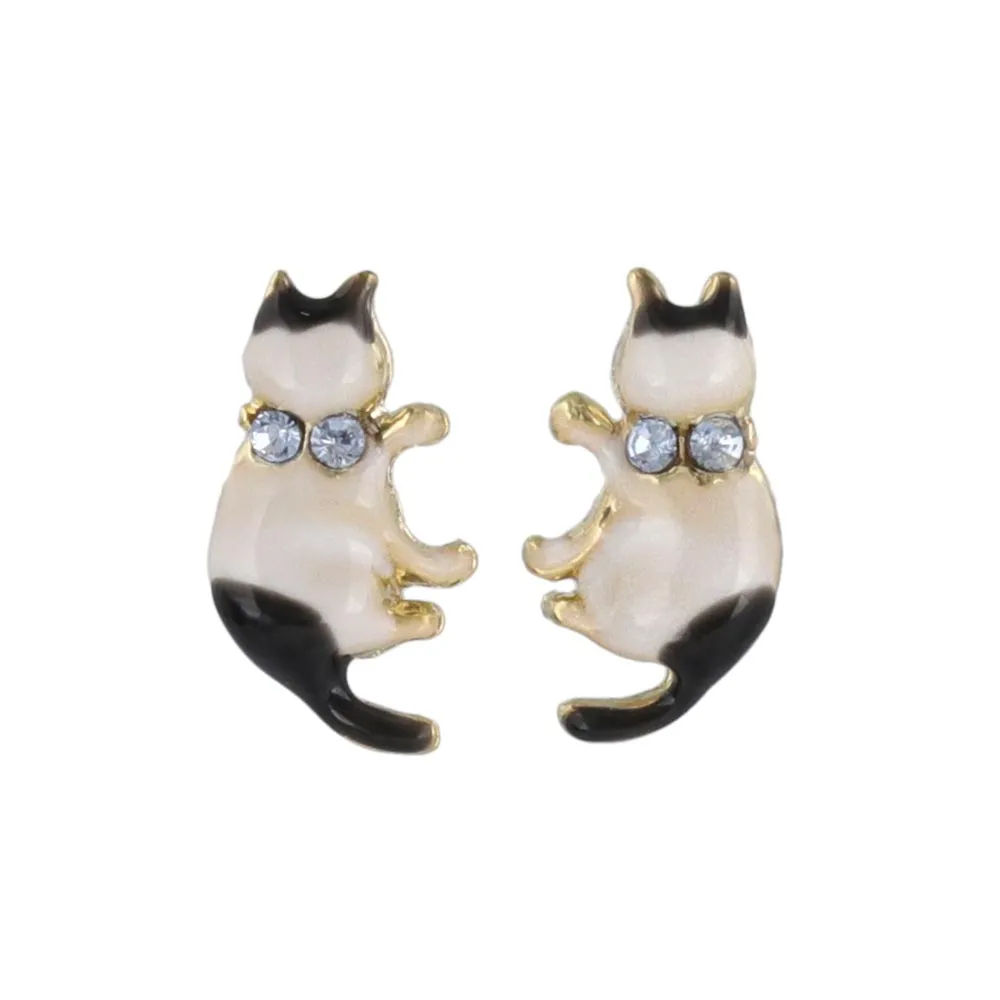 Cat Bow Tie Stud Earrings