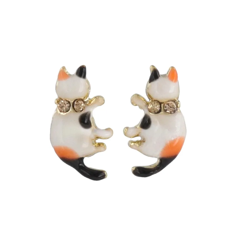 Cat Bow Tie Stud Earrings