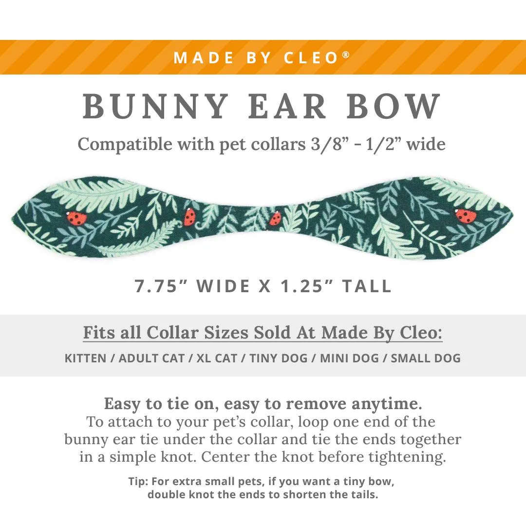Cat Collar and Bunny Ear Bow Set - "Eden" - Botanical Dark Green Cat Collar w/ Matching Bunny Bow Tie / Garden, Forest, Holiday / Cat, Kitten   Small Dog Sizes