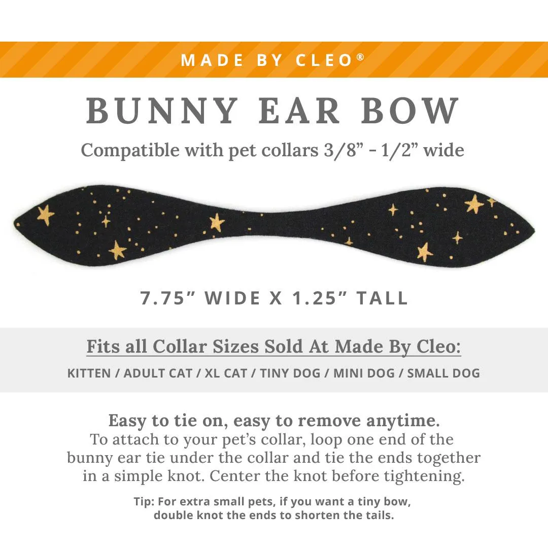 Cat Collar and Bunny Ear Bow Set - "Noir" - Rifle Paper Co® Gold Stars on Black Cat Collar w/ Matching Bunny Bow Tie / Cat, Kitten   Small Dog Sizes
