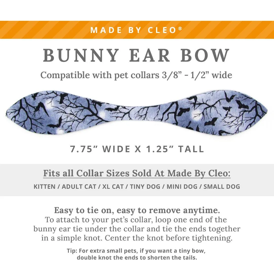 Cat Collar and Bunny Ear Bow Set - "Witching Hour" - Night Sky with Bats Cat Collar w/ Matching Bunny Bow Tie / Halloween Spooky / Cat, Kitten   Small Dog Sizes