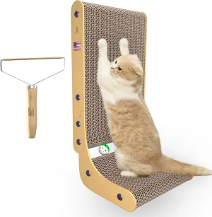Cat Scratcher, cat Scratching Board, Cardboard cat Scratcher, cat Scratch pad, L Shape cat Scratcher. with Ball Toy for Indoor Cat Pet Hair Remover and Catnip Included
