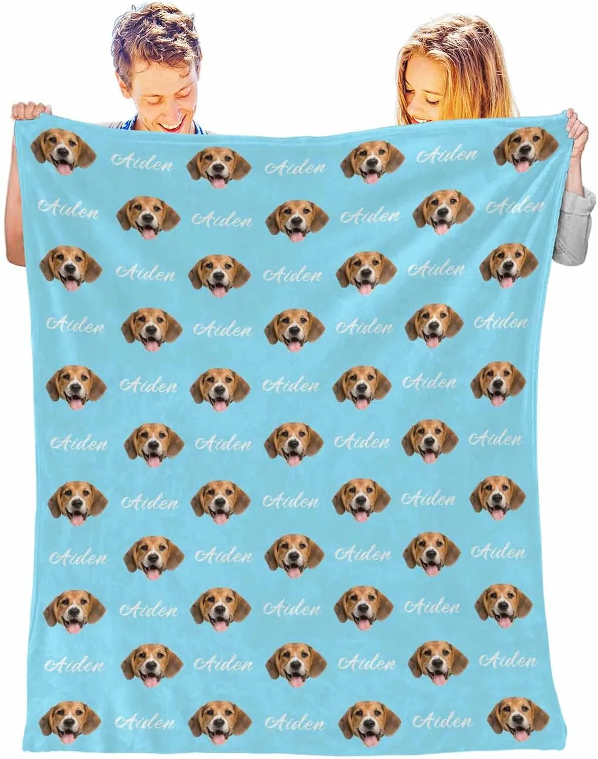 Custom Dog Photo Name Blanket, Personalized Picture Blankets for Pets Dog Lovers - Customized Blanket Gifts Using My Own Photos Throws 40x50 Inches