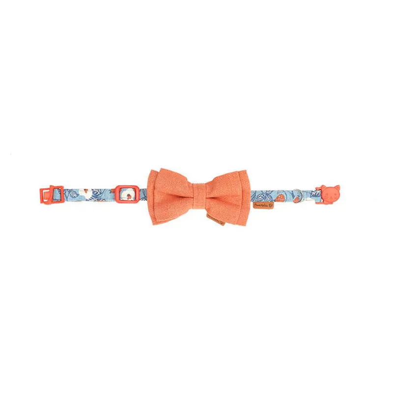 Cute Floral Cat Collar with Solid Color Bow Tie