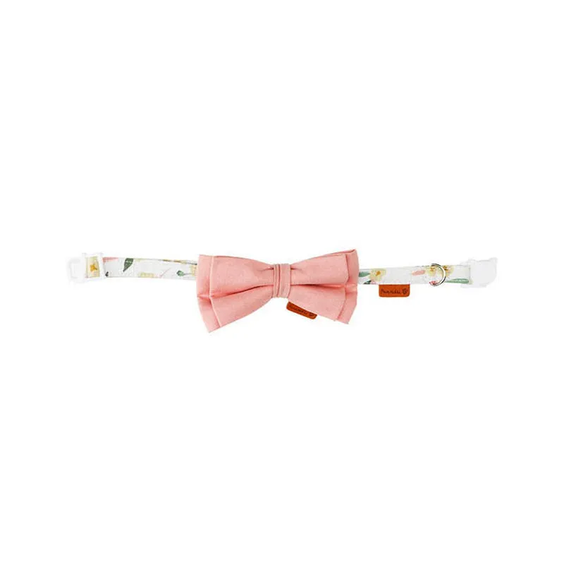 Cute Floral Cat Collar with Solid Color Bow Tie