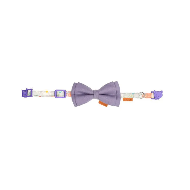 Cute Floral Cat Collar with Solid Color Bow Tie