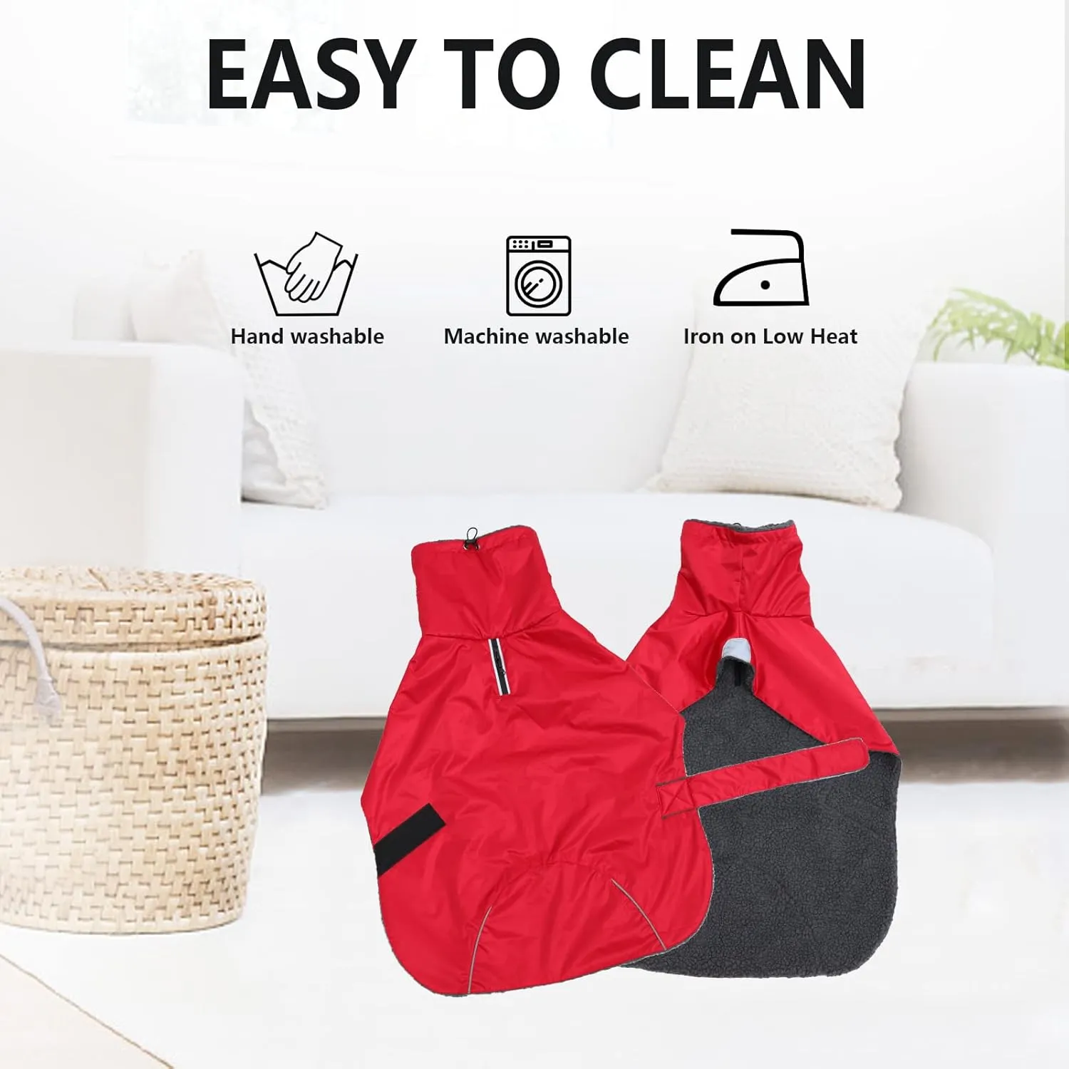 Dachshund Coats Waterproof, Perfect for Dachshunds, Sausage, Weiner Dog Winter Coat with Padded Fleece, Puppy Snowsuit with Adjustable Bands and High Vis Reflective Trim - Red - M