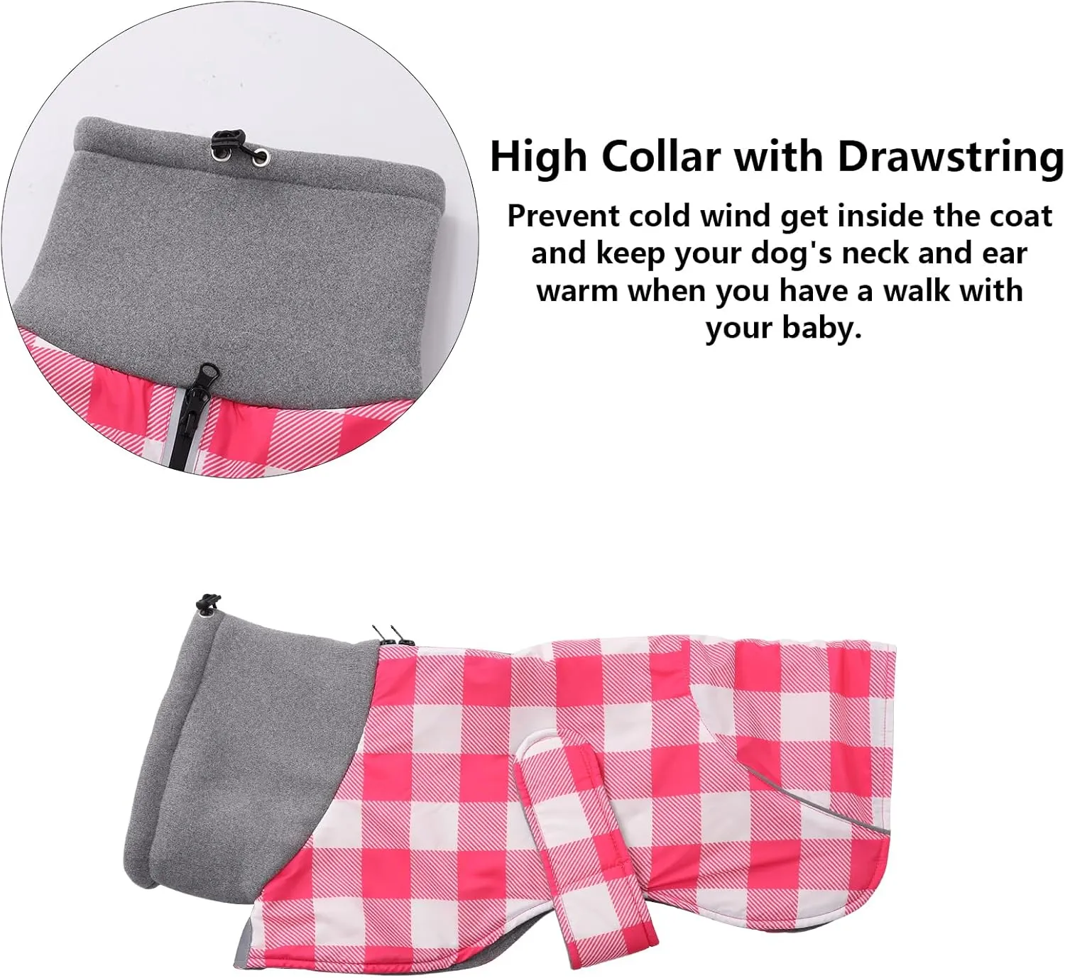 Dachshund Coats Waterproof Suitable for Dachshunds Sausage Weiner Dog Winter Coat Padded Fleece Puppy Snowsuit with Adjustable Bands Reflective Stripe - Plaid Pink - M